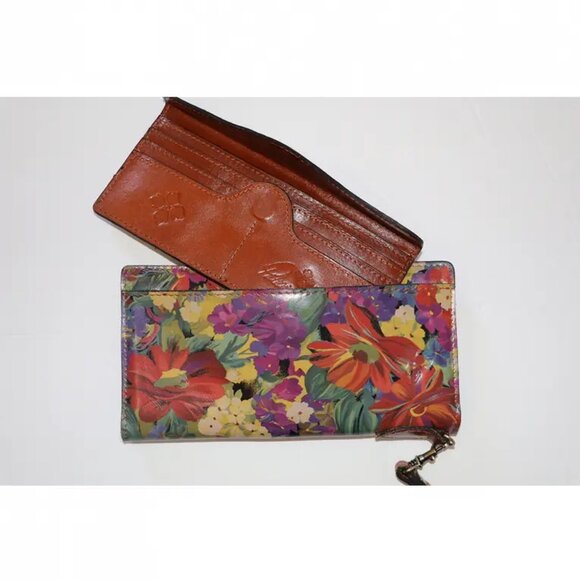 Patricia Nash Citrus Sunrise Leather Valentia Wallet Floral Brown Wristlet NEW - Picture 5 of 9